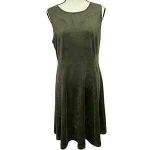 Philosophy Green Faux Leather/Suede Sleeveless  A-Line Dress Size 10 #0480
